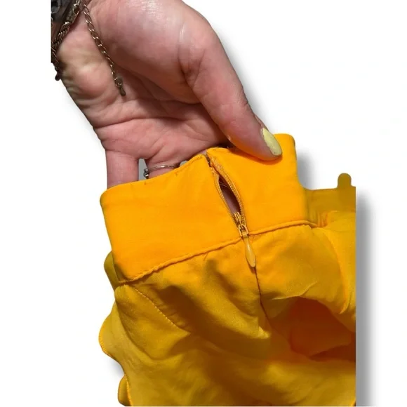 Anthropologie Let Me Be Sasha Elegant Yellow/Gold Ruffled Maxi Skirt with Slit - Picture 14 of 16